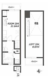 クラソ高井戸 2階1Kの間取り