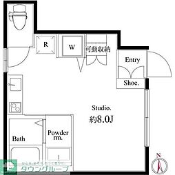 アパルトメント梅丘グランデ 1階ワンルームの間取り