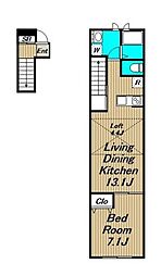 Villa Nishieifuku 2階1LDKの間取り