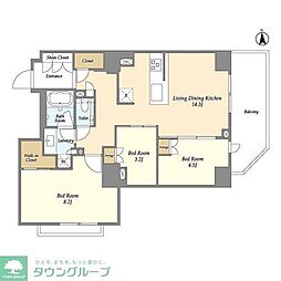 オーキッドレジデンス渋谷富ヶ谷 11階3LDKの間取り