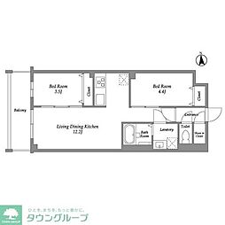 ザ・グラヴィティ新宿 2階2LDKの間取り