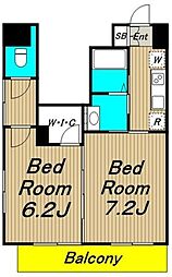 ロリエ笹塚 13階2Kの間取り