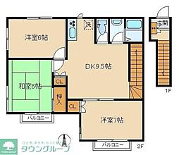 第5松韻ハイム 2階3DKの間取り