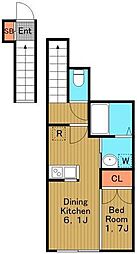 Colored Square中野坂上 2階1DKの間取り