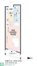 ミュージションプラス世田谷経堂 3階1Kの間取り