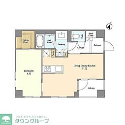 ベルファース駒沢三丁目 1LDKの間取図画像