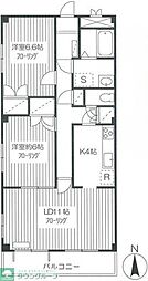 サロンド弦巻 2LDKの間取図画像