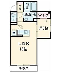 ソレイユ調布 1LDKの間取図画像