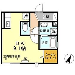 A-room ワンルームの間取図画像