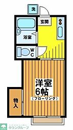 ヴァンヴェール2 1Kの間取図画像