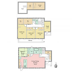 小田急小田原線 祖師ヶ谷大蔵駅 徒歩14分 4SLDKの間取り