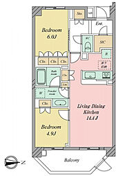 藤和学芸大学ホームズII 2LDKの間取り