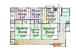 遠田郡涌谷町字新中島乙 5DKの間取り