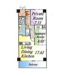 東急ドエルアルス富沢公園 2LDKの間取図画像