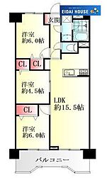 チサンマンション支倉 3LDKの間取図画像