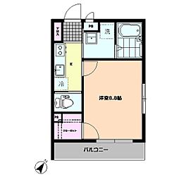 サンバレー16 1階1Kの間取り