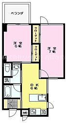 ベルコート上連雀 2DKの間取図画像
