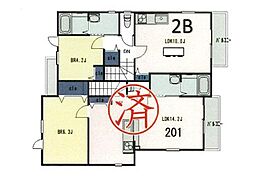 ラフィナート 2階1LDKの間取り