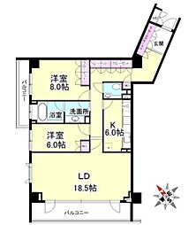 パークハウス広尾 2LDKの間取図画像