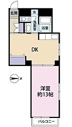 パークサイド用賀 1DKの間取図画像
