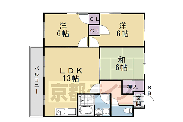 パラッツォ桂 301｜京都府京都市西京区桂浅原町(賃貸マンション3LDK・3階・65.61㎡)の写真 その2