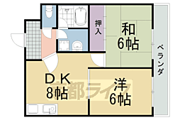 レジデンス山手 3階2DKの間取り