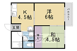 ハイツ野村 1階2DKの間取り
