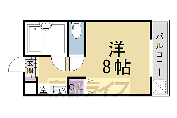 京都府長岡京市友岡1丁目(賃貸マンション1K・4階・22.68㎡)の写真 その2