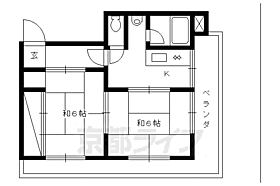 ハイツ嵯峨野 302 ｜ 京都府京都市右京区嵯峨天龍寺瀬戸川町（賃貸マンション2K・3階・39.09㎡） その2