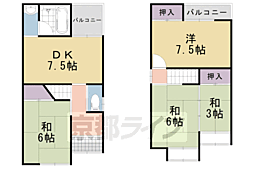 阪急京都本線 西向日駅 徒歩13分の賃貸一戸建て 4DKの間取り