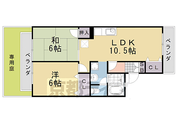 セジュール蘭 A206｜京都府京都市西京区山田北山田町(賃貸アパート2LDK・2階・51.05㎡)の写真 その2