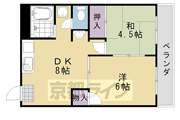 市ノ前ハイツ 206｜京都府京都市西京区桂市ノ前町(賃貸マンション2DK・2階・41.60㎡)の写真 その2