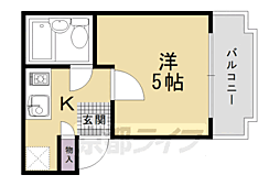 シャトレー藤井 2階ワンルームの間取り