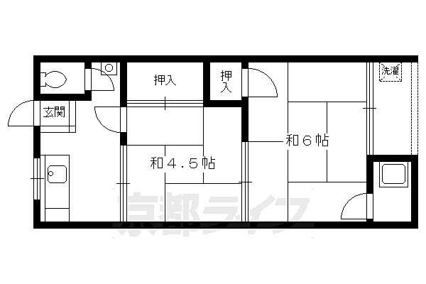 京都府向日市上植野町南小路(賃貸アパート2K・2階・27.90㎡)の写真 その2