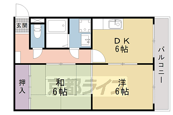 グレース西大路 201｜京都府京都市南区吉祥院清水町(賃貸マンション2DK・2階・43.74㎡)の写真 その2