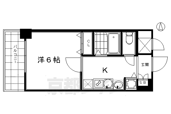 京都府京都市下京区大宮町（七条通木屋町上ル）(賃貸マンション1K・6階・20.68㎡)の写真 その2