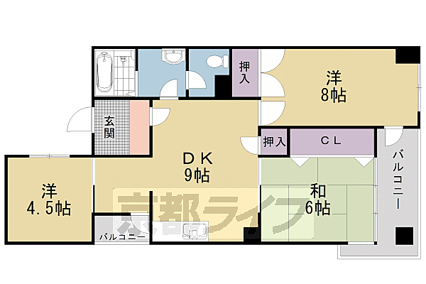 クエスト御池 301｜京都府京都市右京区山ノ内宮脇町(賃貸マンション3LDK・3階・60.00㎡)の写真 その2