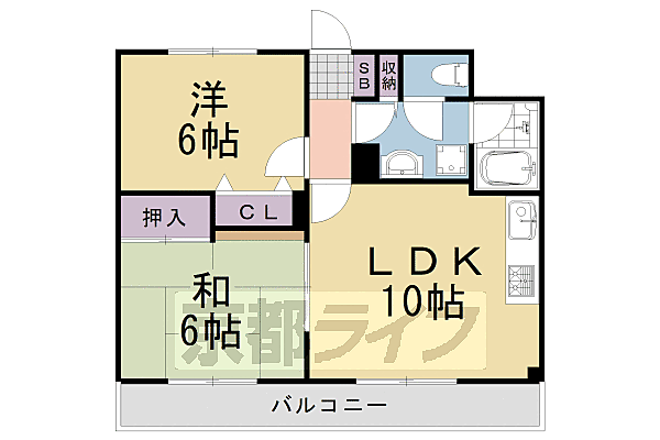 清光ハイツ 203｜京都府京都市西京区大枝沓掛町(賃貸マンション2LDK・2階・48.00㎡)の写真 その2