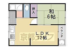 阪急京都本線 東向日駅 徒歩15分の賃貸アパート 2階2DKの間取り
