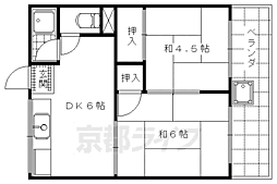 谷ヶ辻ハイツ 2階2DKの間取り