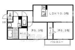 ラ・セゾン嵐山 3階2LDKの間取り