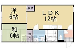 アズール中川 3階2LDKの間取り