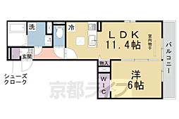 ＧＲＡＭＭ御陵Ａ荒木 1階1LDKの間取り