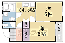 第2みそのハイツ 1階2DKの間取り