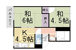 プレジール桂 1階2DKの間取り