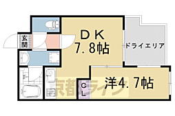 サクシード太秦 1階1DKの間取り