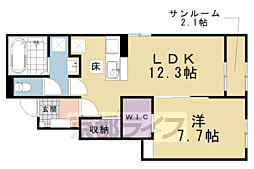 エル・ソラーレI 1階1LDKの間取り