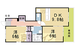 ラフレシール野口 1階2DKの間取り