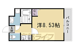 仮）フラッティ西京極 2階1Kの間取り