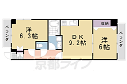 第10長栄アビタシオン清水 1階2DKの間取り